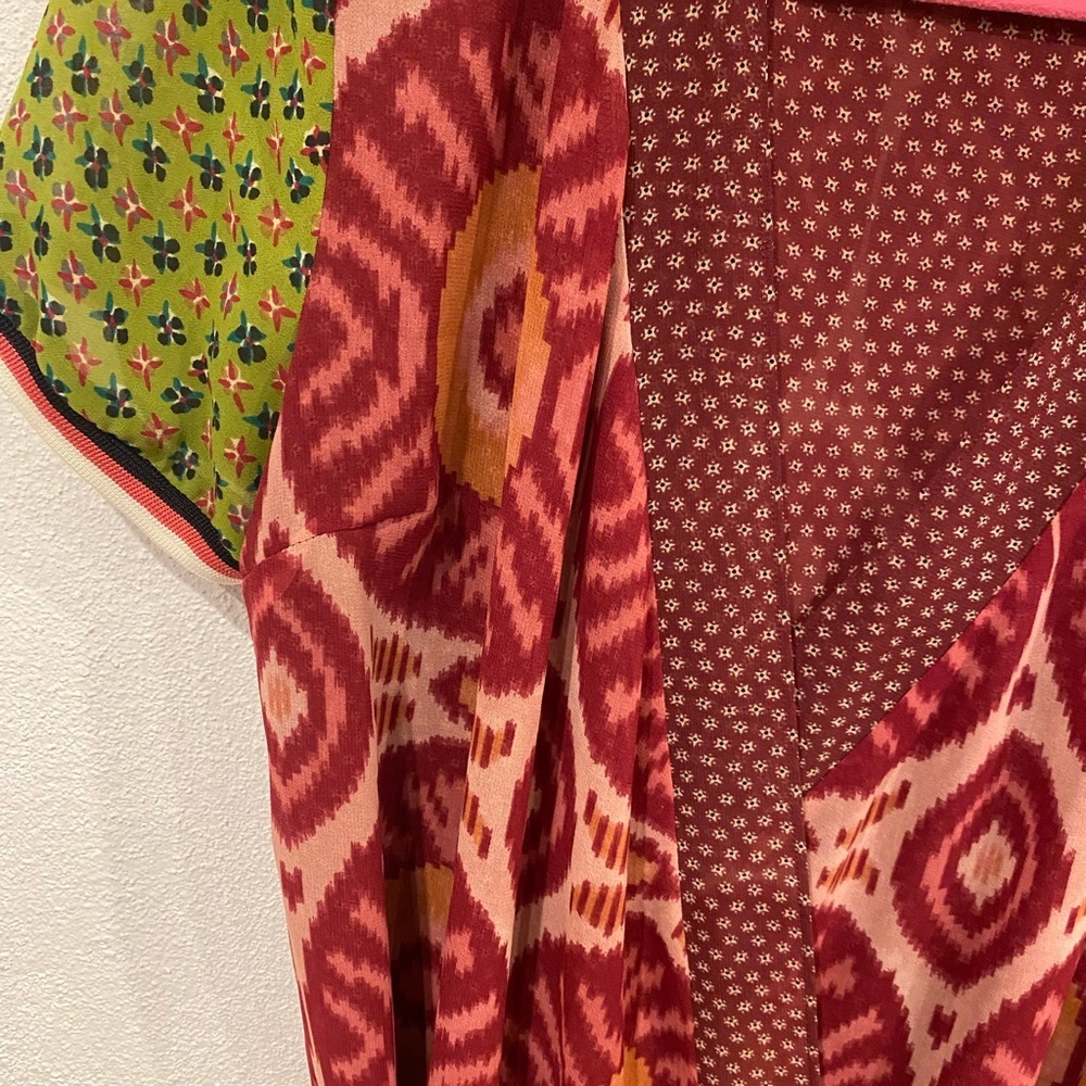 Scotch & Soda Multicolor Ikat Wrap Mini Dress - Red, Green, Yellow - Picture 2 of 4